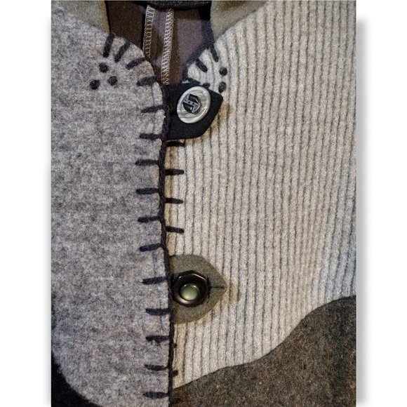 VTG BaabaaZuzu Women's Large Upcycled Wool Jacket Coat Patchwork Made In MI USA - Picture 4 of 9